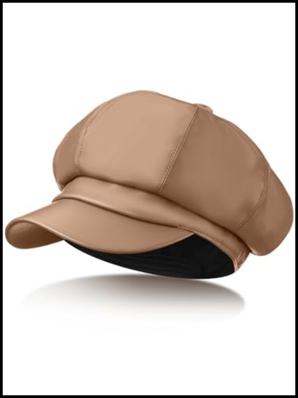 PU Leather Newsboy Cap 8 Panel Baker Boy Hat One Size